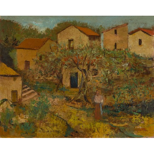 MARGHERITA OSSWALD-TOPPI : S�dlicher Garten mit B�uerin (DOBIASCHOFSKY AUKTIONEN AG)