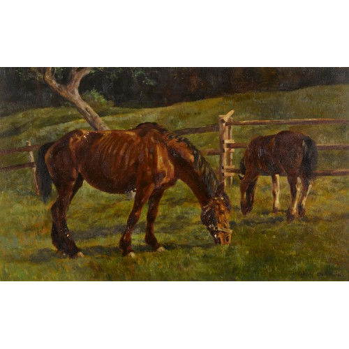 HANS GARTMEIER : Weidende Pferde (DOBIASCHOFSKY AUKTIONEN AG)