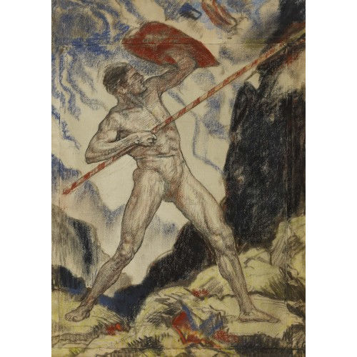 CHARLES L'EPLATTENIER : K�mpfer mit Lanze und Schild (DOBIASCHOFSKY AUKTIONEN AG)