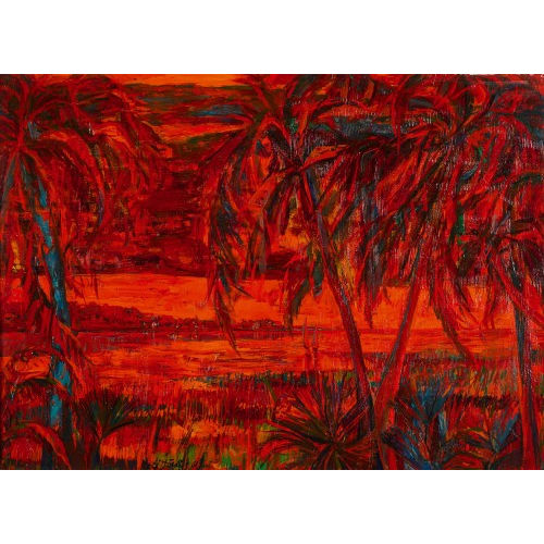 ROLF D�RIG : Uferlandschaft mit Palmen (DOBIASCHOFSKY AUKTIONEN AG)