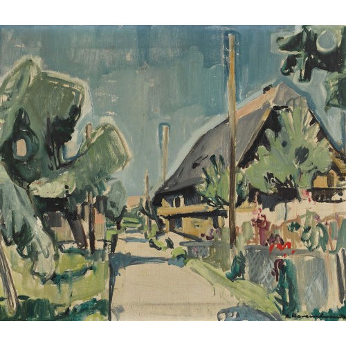 ALBERT NEUENSCHWANDER : Sommerliche Dorfpartie (DOBIASCHOFSKY AUKTIONEN AG)