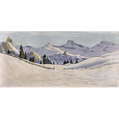 PLINIO COLOMBI : Verschneites Bergpanorama bei Adelboden (DOBIASCHOFSKY AUKTIONEN AG)