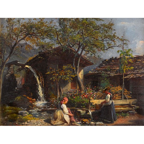 WILLIAM MORITZ : Zwei W�scherinnen am Brunnen (DOBIASCHOFSKY AUKTIONEN AG)