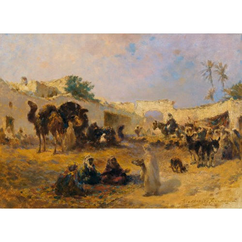 FRANZ BLASKOVITZ : Rastende Beduinen mit Kamelen (DOBIASCHOFSKY AUKTIONEN AG)