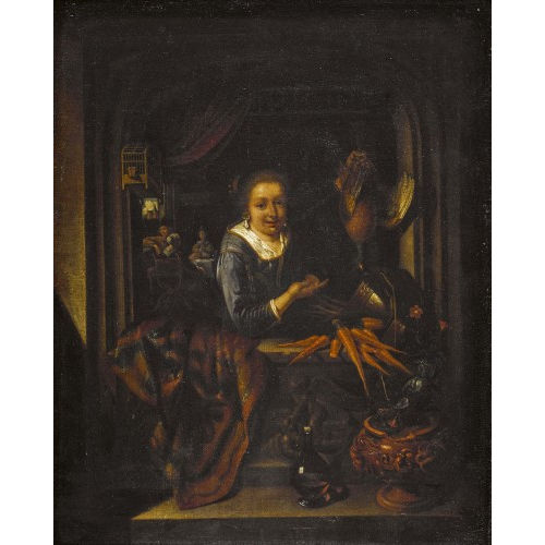 GERARD DOU : K�chenmagd mit Fasan im Fensterbogen (DOBIASCHOFSKY AUKTIONEN AG)