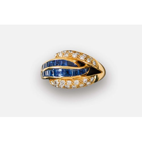 SAPHIR-BRILLANT-RING : (DOBIASCHOFSKY AUKTIONEN AG)