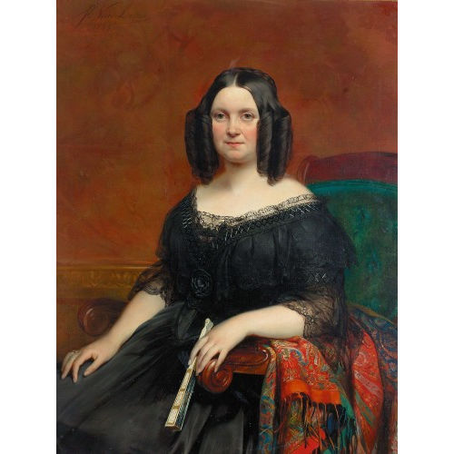 JOSEPH HENRI FRAN�OIS VAN LERIUS : Portr�t einer Dame in schwarzem Spitzenkleid (DOBIASCHOFSKY AUKTIONEN AG)