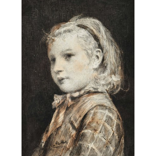 ALBERT ANKER : Portr�t eines M�dchens mit Haarband (DOBIASCHOFSKY AUKTIONEN AG)