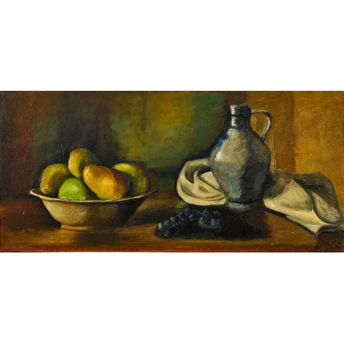 ILONAY (EIGTL. HEL�NE VON TSCHARNER-SPIEGELHALTER) : Stillleben mit Obstschale und Steinzeugkrug (DOBIASCHOFSKY AUKTIONEN AG)