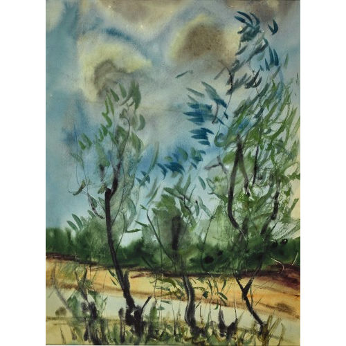 ANATOLY TIMOFEEVIC ZVEREV : Landschaft mit jungen B�umen (DOBIASCHOFSKY AUKTIONEN AG)