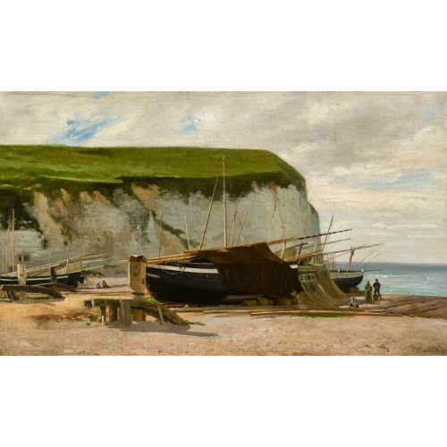 L�ON BARILLOT : Nordfranz�sische Strandpartie mit Segelschiffen (DOBIASCHOFSKY AUKTIONEN AG)