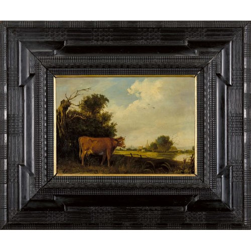 19. JH. HOLLAND : Landschaft mit K�hen und Dorf (DOBIASCHOFSKY AUKTIONEN AG)