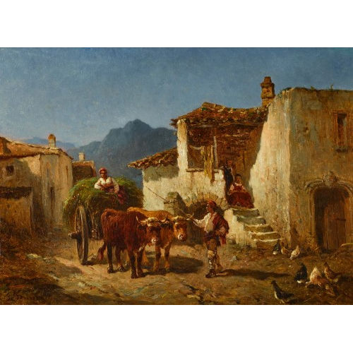 F�LIX-SATURNIN BRISSOT DE WARVILLE : La charrette de foin (DOBIASCHOFSKY AUKTIONEN AG)