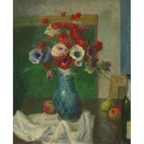 EDUARD GUBLER : Anemonen in blauer Vase (DOBIASCHOFSKY AUKTIONEN AG)