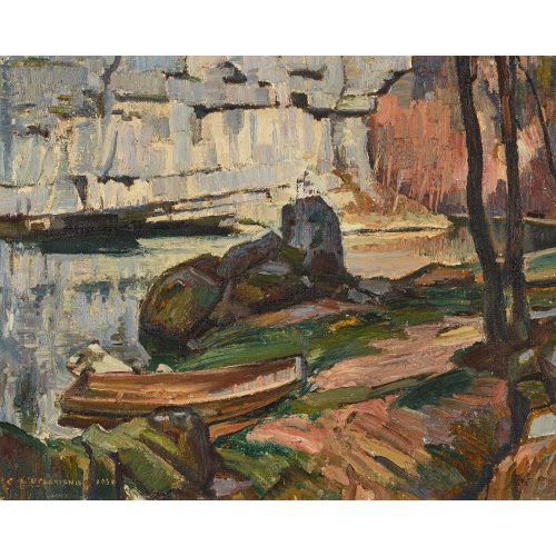 CHARLES L'EPLATTENIER : 'Barque au bord du Doubs' (DOBIASCHOFSKY AUKTIONEN AG)
