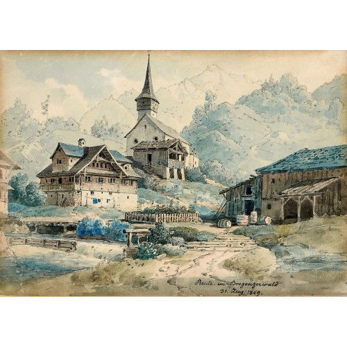 WILHELM RUDOLF SCHEUCHZER : 'Reute im Bregenzerwald' (DOBIASCHOFSKY AUKTIONEN AG)