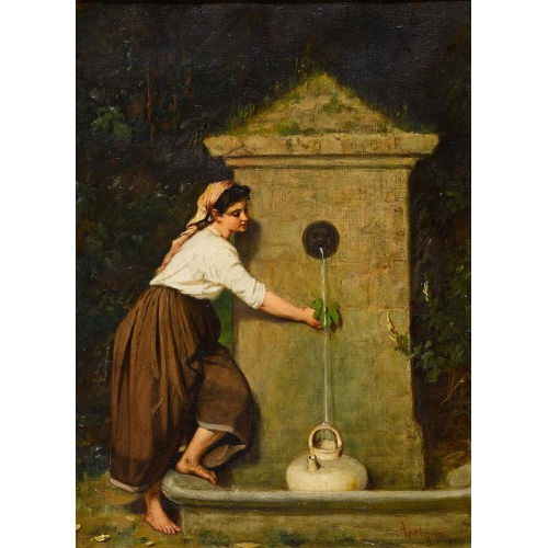 ALEXANDRE ANTIGNA : Junge Frau am Brunnen (DOBIASCHOFSKY AUKTIONEN AG)