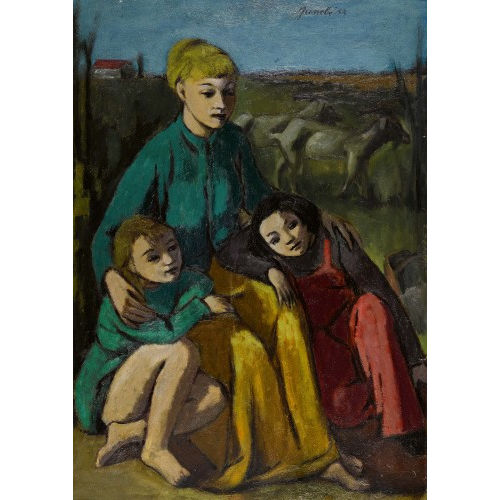 JEANNE) JANEB� (EIGTL. BARRAUD-PELLET : Mutter mit ihren beiden Kindern (DOBIASCHOFSKY AUKTIONEN AG)