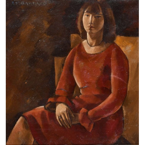 CHARLES PAUL REYNOLD BARRAUD : Sitzende Frau in rotem Kleid (DOBIASCHOFSKY AUKTIONEN AG)