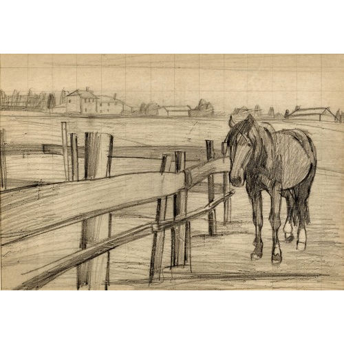 ALBERT SCHNYDER : 'Pferd am Zaun (Freiberge)' (DOBIASCHOFSKY AUKTIONEN AG)
