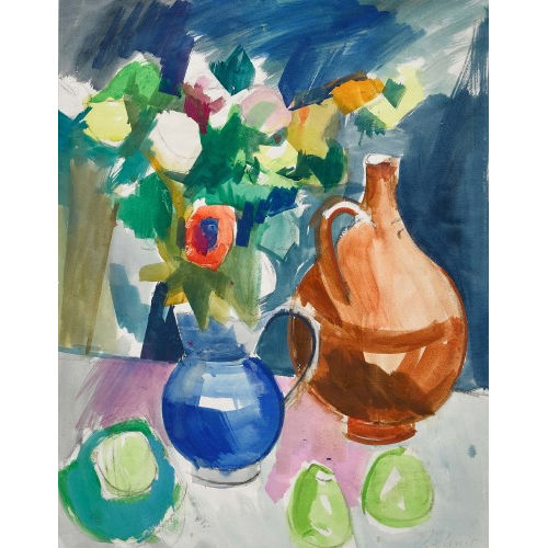 HANS ROHNER : Stillleben mit Blumen und Henkelkr�gen (DOBIASCHOFSKY AUKTIONEN AG)