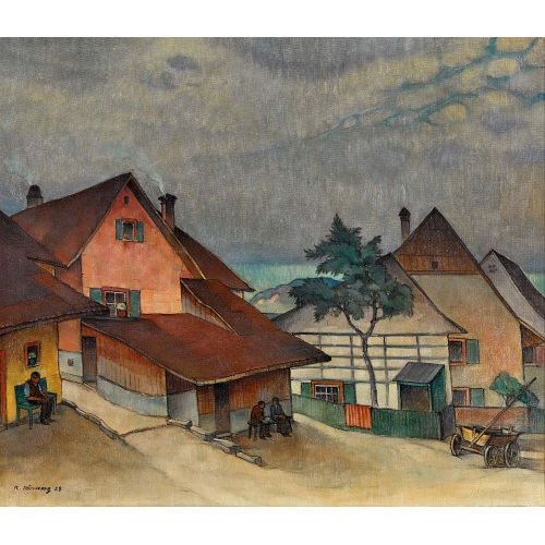 RUDOLF D�RRWANG : Dorfpartie mit Staffage (DOBIASCHOFSKY AUKTIONEN AG)