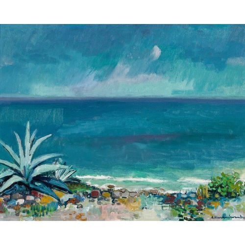 ALBERT NEUENSCHWANDER : S�dliche Strandpartie mit Agaven (DOBIASCHOFSKY AUKTIONEN AG)