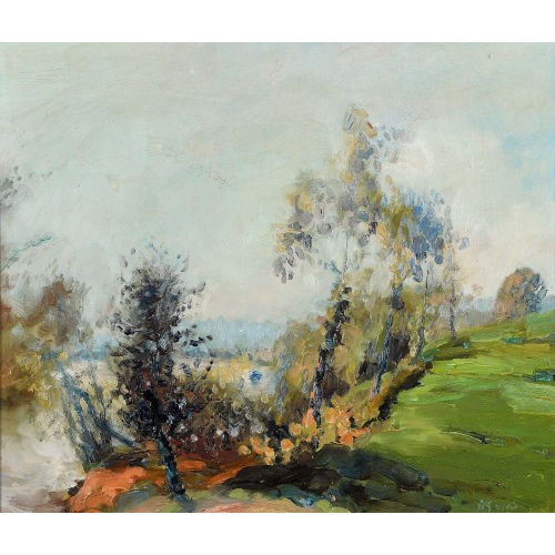20. JH. SCHWEIZ : Landschaftspartie mit Wiese und B�umen (DOBIASCHOFSKY AUKTIONEN AG)