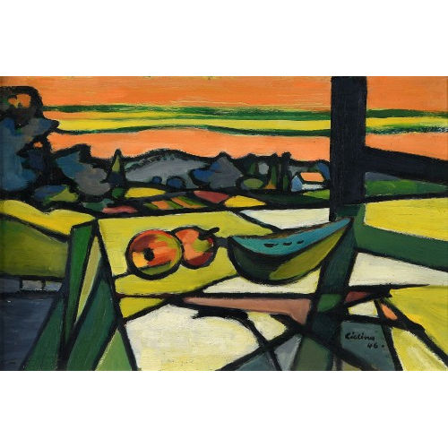 TONIO CIOLINA : 'Nature morte avec paysage d'�t�' (DOBIASCHOFSKY AUKTIONEN AG)