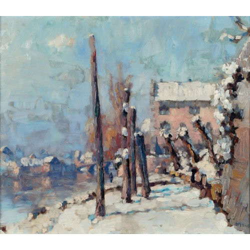 20. JH. SCHWEIZ : Winter am Flussufer (DOBIASCHOFSKY AUKTIONEN AG)