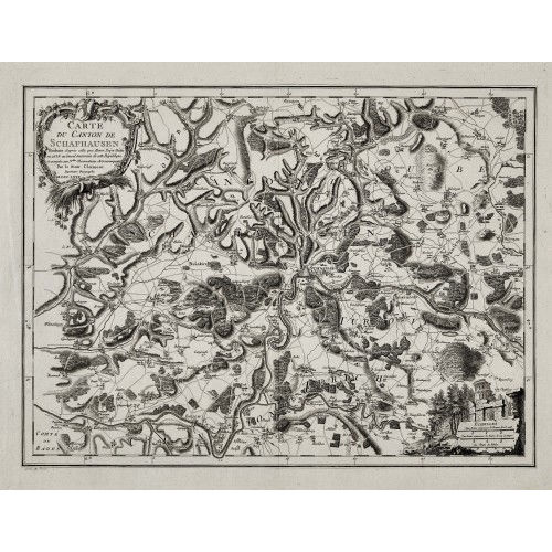 BEAT FIDEL ANTOINE DE ZURLAUBEN : 'Carte du Canton de Schafhausen' (DOBIASCHOFSKY AUKTIONEN AG)