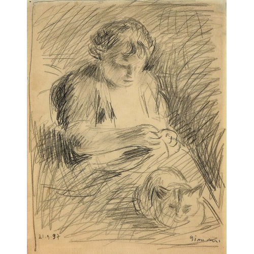 WILHELM GIMMI : Frau mit Katze (DOBIASCHOFSKY AUKTIONEN AG)