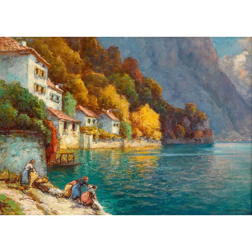 MAX USADEL : W�scherinnen am Lago di Lugano (DOBIASCHOFSKY AUKTIONEN AG)