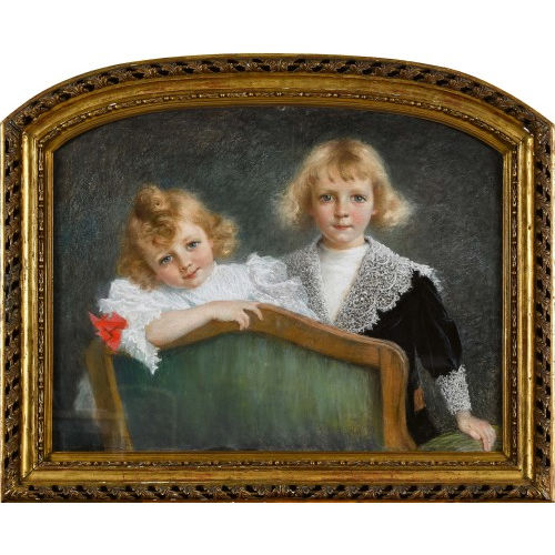 LUCIEN L�VY-DHURMER : Geschwisterpaar auf gr�nem Fauteuil (DOBIASCHOFSKY AUKTIONEN AG)