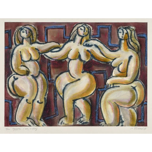 MARAT BASKAJEV : Unbekleidetes Frauentrio beim Tanz (DOBIASCHOFSKY AUKTIONEN AG)