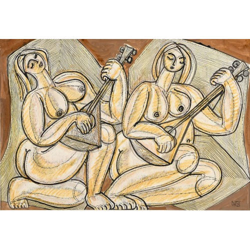 MARAT BASKAJEV : Musizierendes Frauenpaar (DOBIASCHOFSKY AUKTIONEN AG)