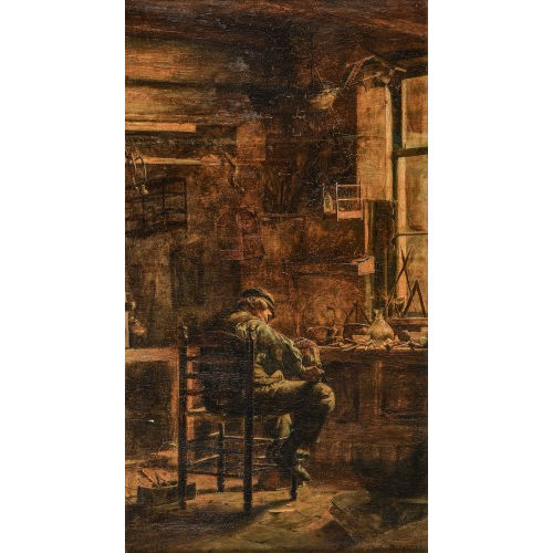 MAX ARTHUR STREMEL : Sitzender Handwerker mit Vogelk�fig (DOBIASCHOFSKY AUKTIONEN AG)