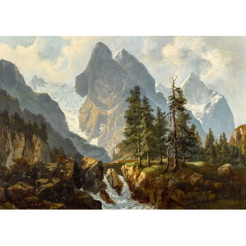 ARNOLD JENNY : Well- und Wetterhorn von der Rosenlaui aus (DOBIASCHOFSKY AUKTIONEN AG)