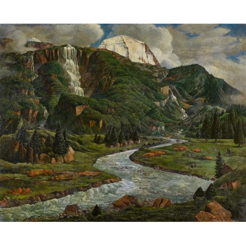 VICTOR SURBEK : Breithorn und Lauterbrunnental mit Schmadribachfall (DOBIASCHOFSKY AUKTIONEN AG)