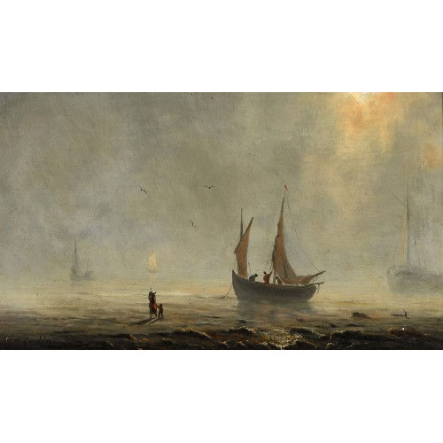 HENRIETTE GUDIN : Strandpartie mit Fischerbooten (DOBIASCHOFSKY AUKTIONEN AG)