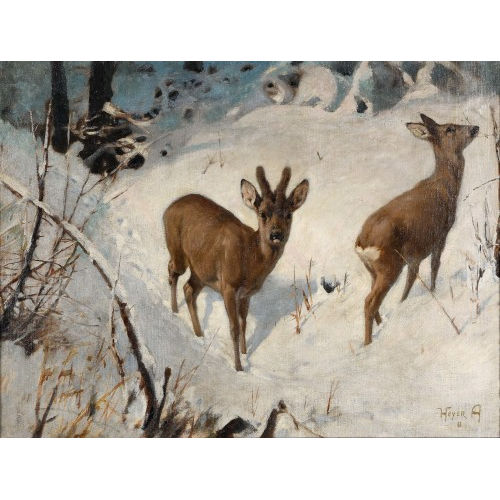 ARTHUR HEYER : Rehe im Schnee (DOBIASCHOFSKY AUKTIONEN AG)