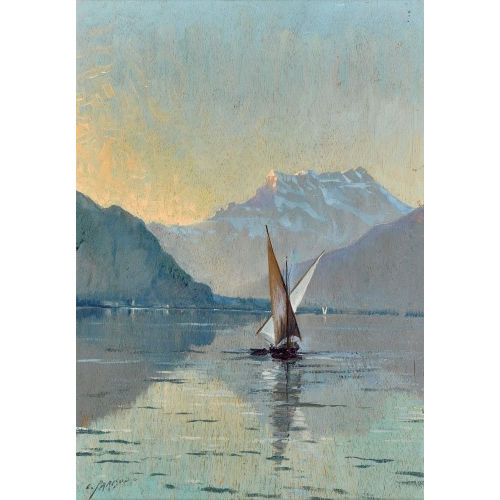 CHARLES PARISOD : Le Lac L�man et les Dents du Midi (DOBIASCHOFSKY AUKTIONEN AG)