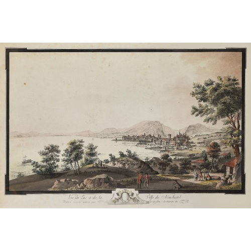NIKOLAUS SPR�NGLIN : 'Vue du Lac et de la Ville de Neuch�tel' (DOBIASCHOFSKY AUKTIONEN AG)