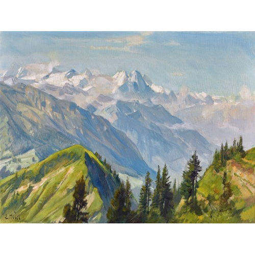 ERNST II HODEL : Sommerliches Bergpanorama (DOBIASCHOFSKY AUKTIONEN AG)
