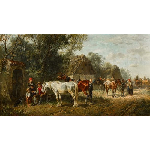 LUDWIG HARTMANN : 'Pferdemarkt' (DOBIASCHOFSKY AUKTIONEN AG)