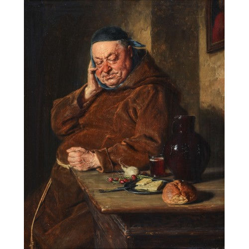 EDUARD THEODOR RITTER VON GR�TZNER : M�nch beim Anblick der Brotzeit (DOBIASCHOFSKY AUKTIONEN AG)