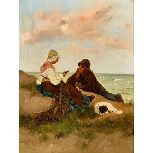 19. JH. FRANKREICH : Fischerpaar am Strand (DOBIASCHOFSKY AUKTIONEN AG)