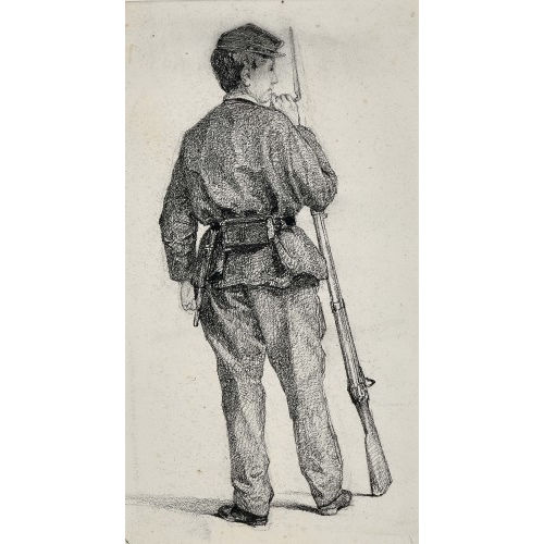 FRAN�OIS BOCION : R�ckenansicht eines Soldaten mit Gewehr (DOBIASCHOFSKY AUKTIONEN AG)