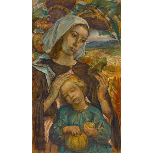 PETER MARTINUS (MARINUS) DILLEN : Mutter mit Kind und Sonnenblumen (DOBIASCHOFSKY AUKTIONEN AG)