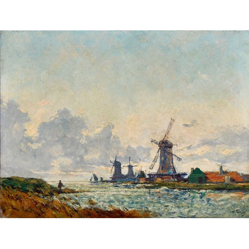 WILLIAM GEORGES THORNLEY : 'Moulins au bord de mer en Holland' (DOBIASCHOFSKY AUKTIONEN AG)